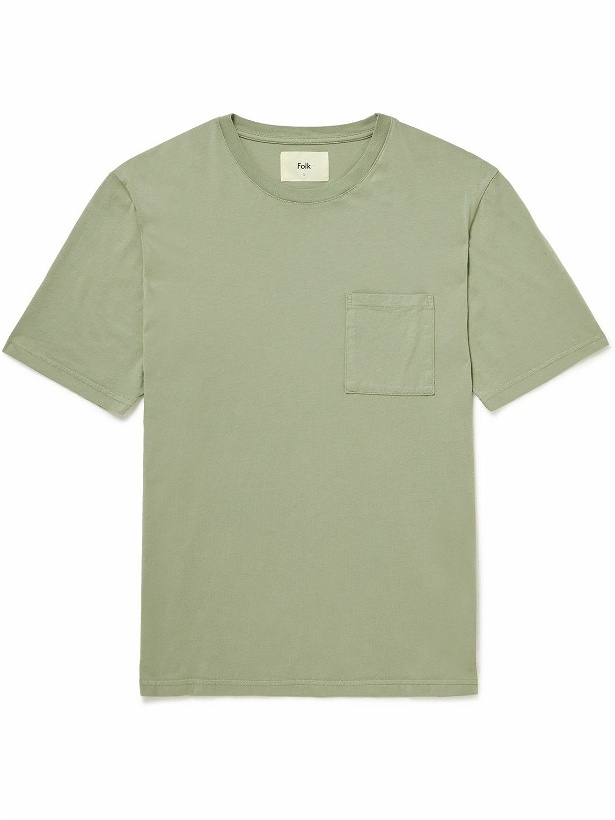 Photo: Folk - Assembly Logo-Appliquéd Cotton-Jersey T-Shirt - Green