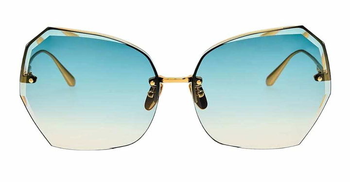 Photo: Linda Farrow Lila - Yellow Gold / Aqua Sunglasses