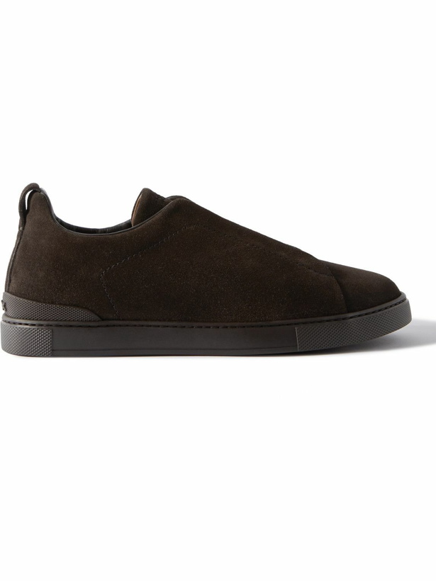 Photo: Zegna - Suede Slip-On Sneakers - Brown