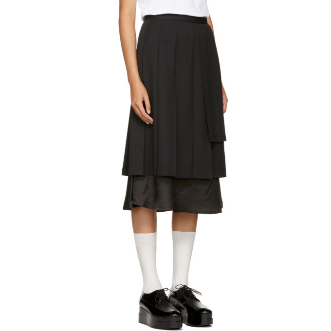 Noir Kei Ninomiya Black Alternating Pleat Skirt Noir Kei Ninomiya