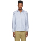 Noah NYC White and Blue Alternating Stripes Oxford Shirt