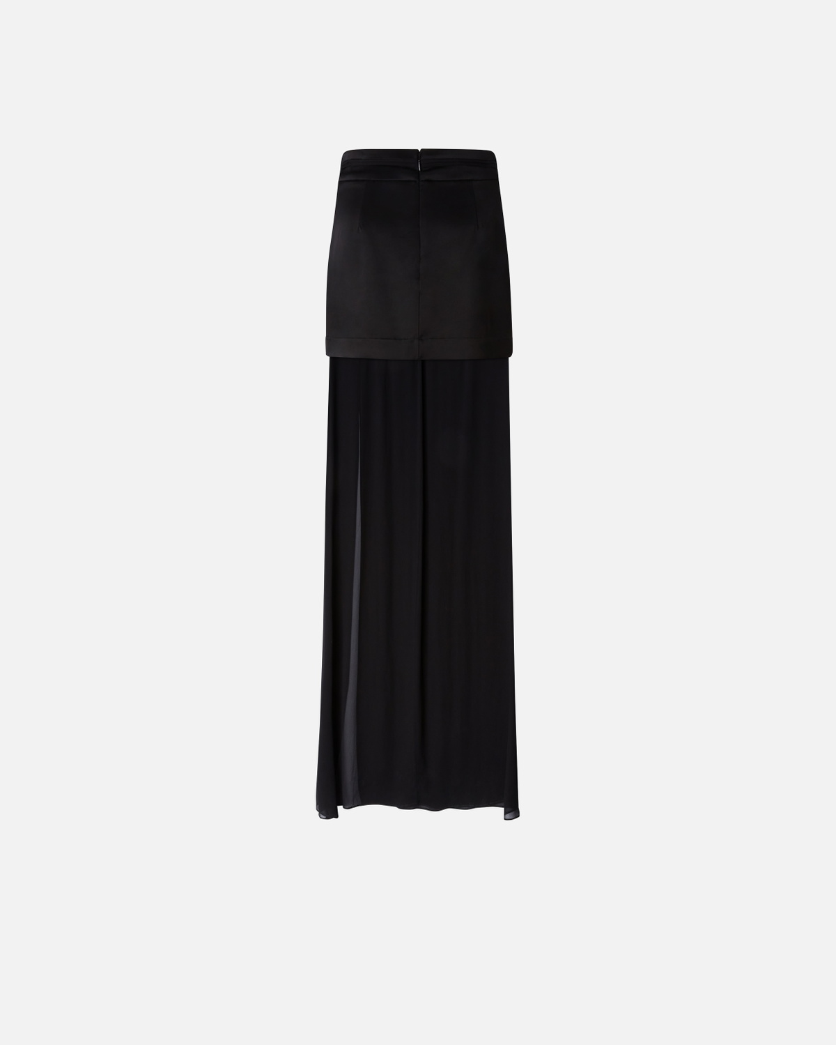 Pinko Elegant Long Skirt In Sheer Georgette And Satin Limo Black