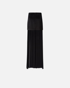 Pinko Elegant Long Skirt In Sheer Georgette And Satin Limo Black