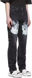 We11done Black Graphic Jeans