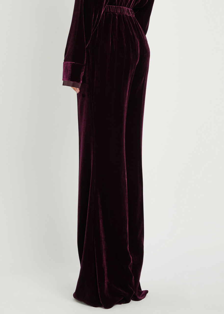 Forte_forte Flared-leg Velvet Trousers Burgundy