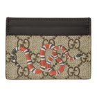 Gucci Beige and Black GG Supreme Snake Card Holder