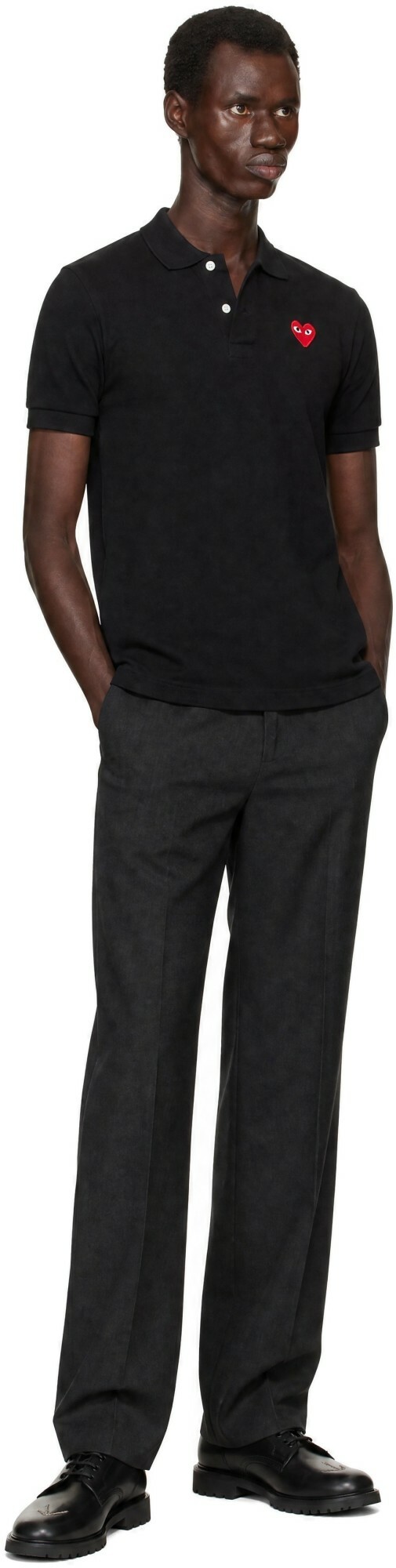 COMME des GARÇONS PLAY Black Emblem Red Heart Polo
