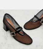 Alaïa Fishnet leather-trimmed Mary Jane pumps