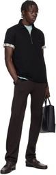 Ferragamo Black Zip Collar Polo