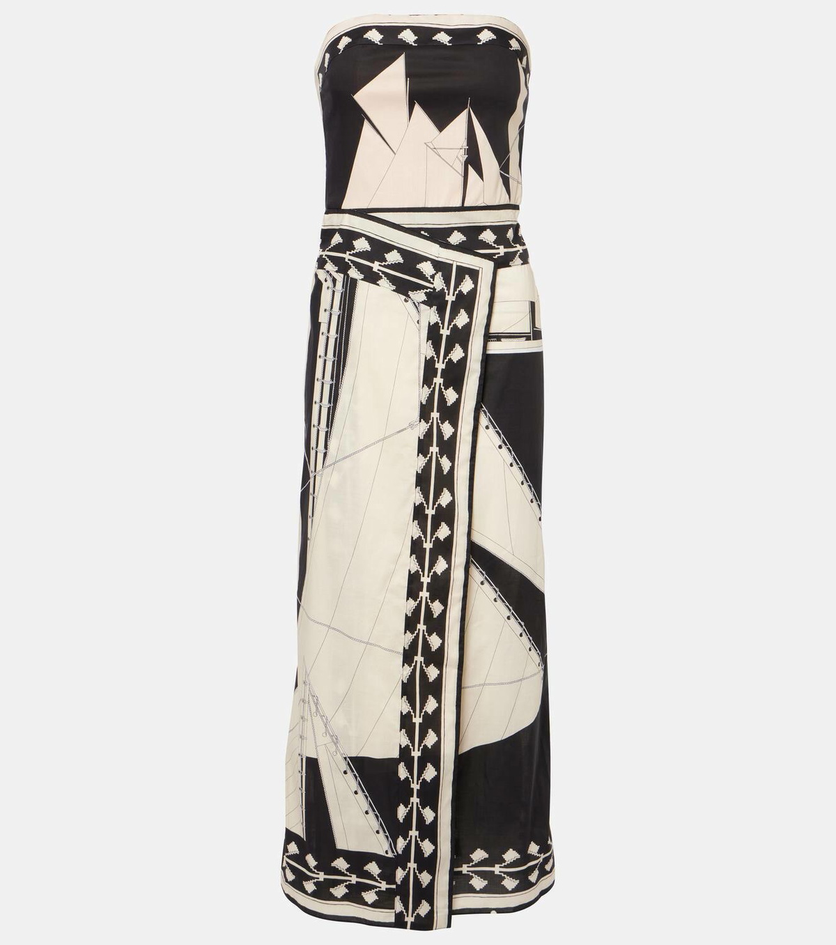 【Johanna Ortiz】プリントリネンミディドレス Printed cutout linen midi dress in red - Johanna Ortiz