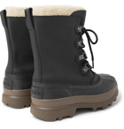 Sorel - Caribou Stack Faux Shearling-Trimmed Waterproof Leather and Rubber Snow Boots - Black