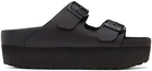 Birkenstock Black Papillio Leather Narrow Arizona Platform Sandals