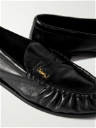SAINT LAURENT - Le Loafer Monogram Logo-Appliquéd Leather Penny Loafers - Black