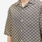 Gucci Men's Jacquard GG Supreme Vacation Shirt in Oatmilk