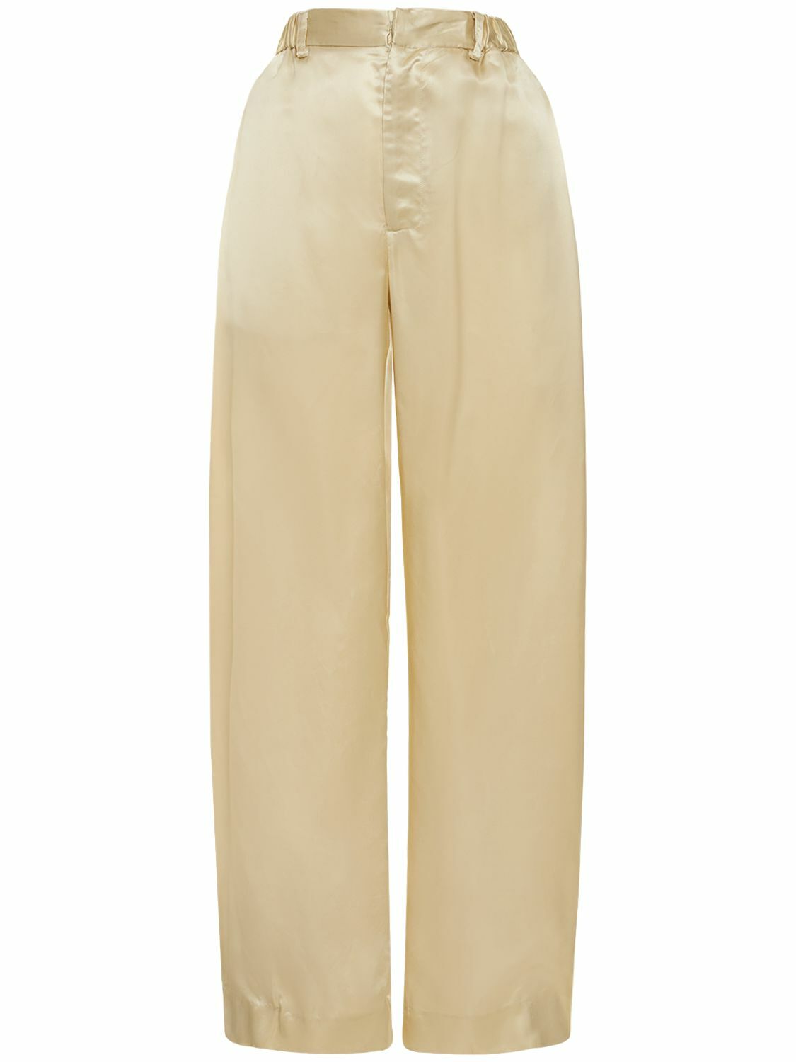 DEVEAUX Chloe Cupro Satin Wide Pants