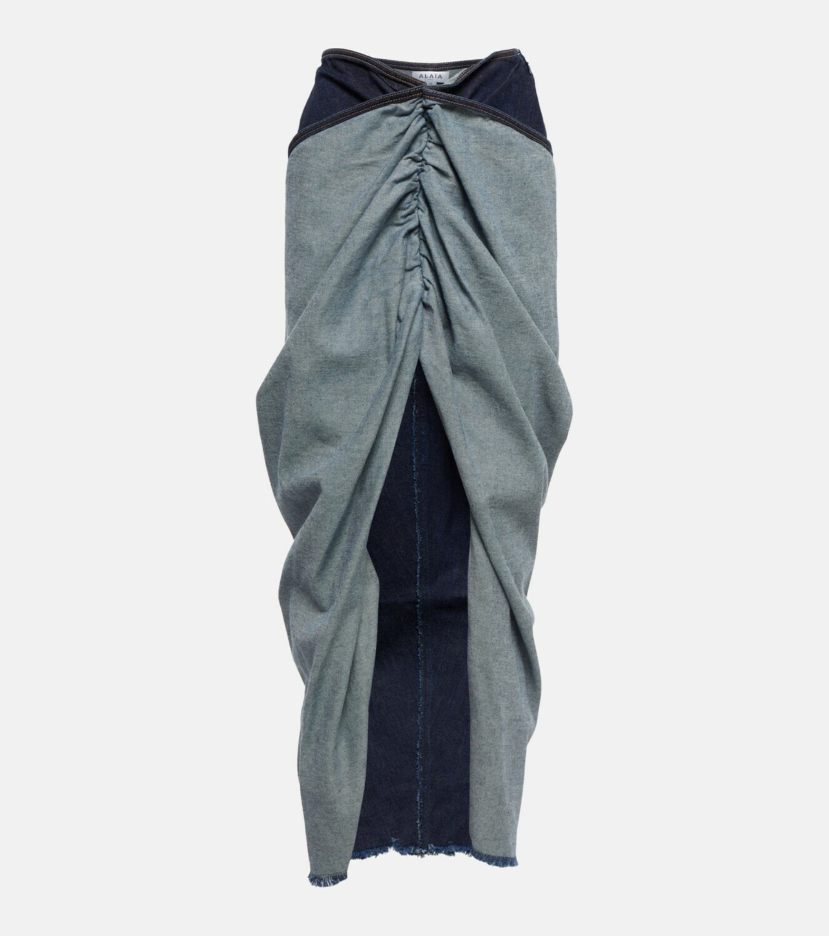 ALAÏA Women's Spiral Denim Skirt Black