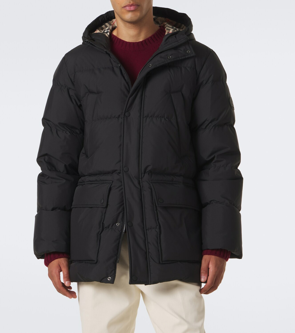 Burberry Burberry Check hooded down coat