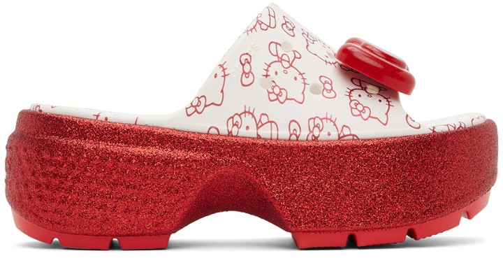 Photo: Crocs White & Red Hello Kitty Stomp Slides