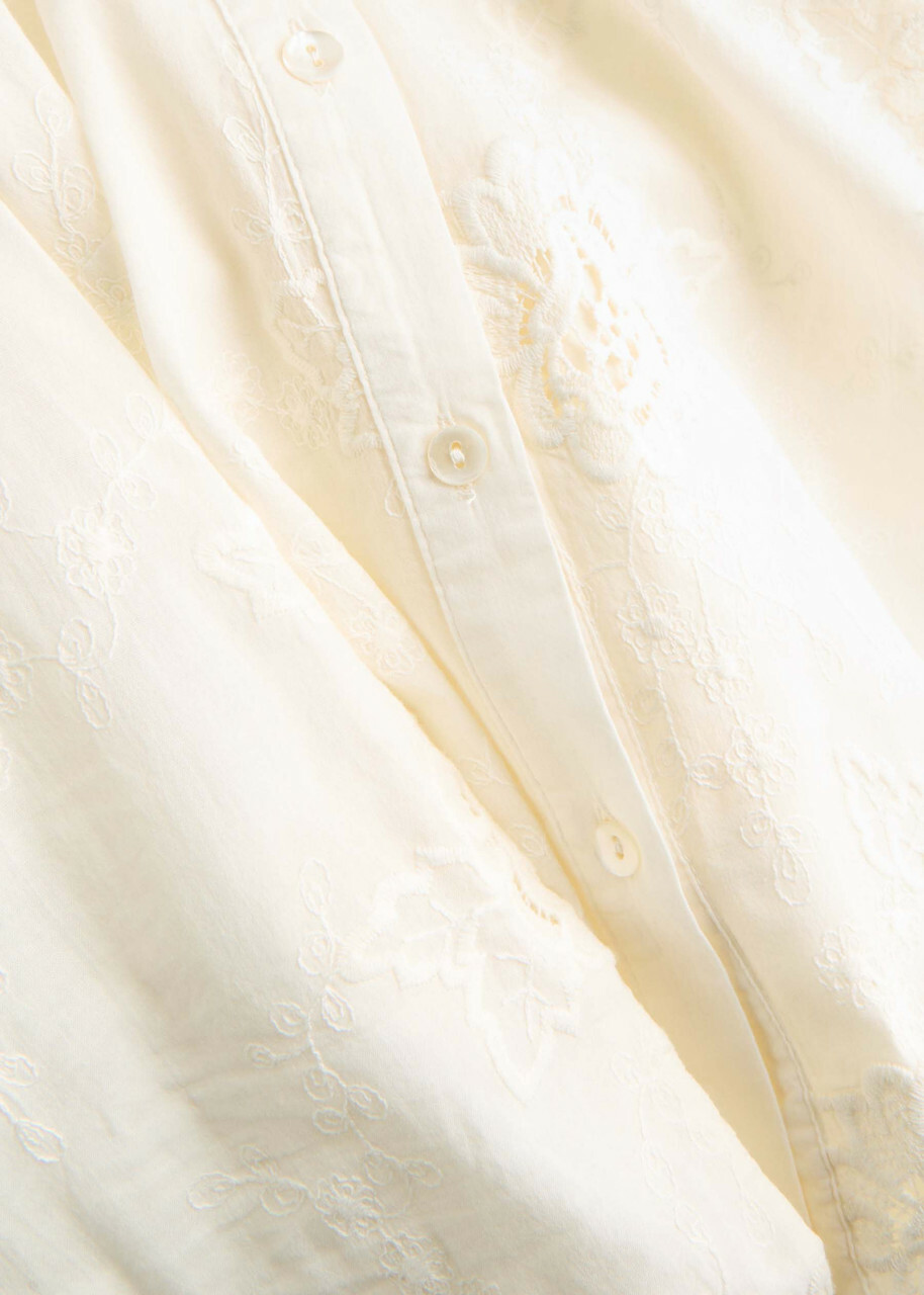 Skall Studio Fauna Floral-embroidered Cotton Shirt Cream
