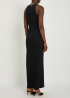 Rabanne Embellished Ribbed Stretch-cotton Midi Dress Black