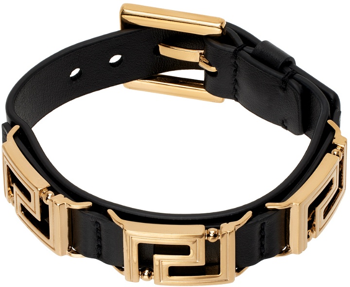 Photo: Versace Black Leather Bracelet