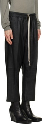 Rick Owens Black Tower Drawstring Cropped Leather Pants