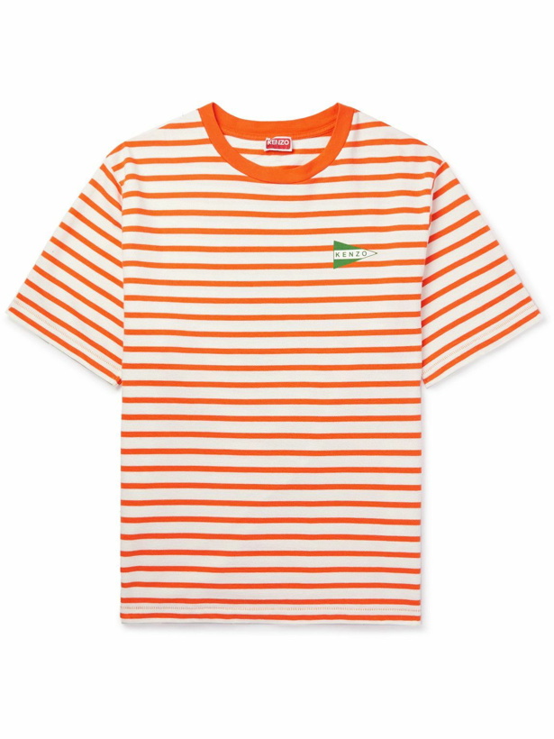 Photo: KENZO - Oversized Logo-Print Striped Cotton-Jersey T-Shirt - Orange