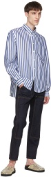 4SDESIGNS Blue & White Stripe Classic SP Shirt