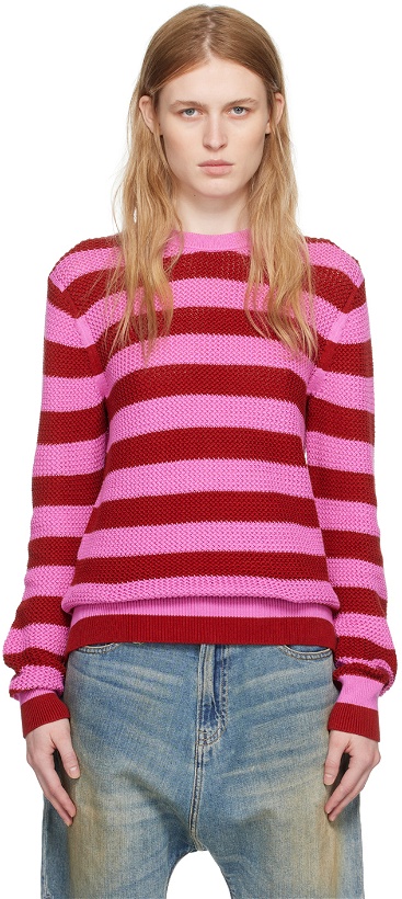 Photo: Guest in Residence Pink & Red Net Stripe Sweater