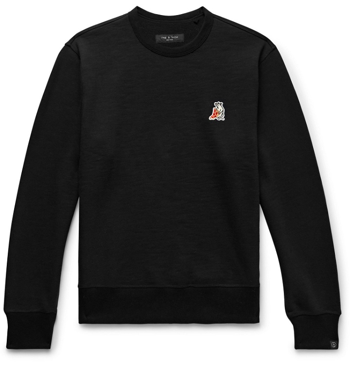 Photo: rag & bone - Appliquéd Loopback Cotton-Jersey Sweatshirt - Black