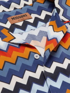 Missoni - Convertible-Collar Striped Woven Shirt - Blue