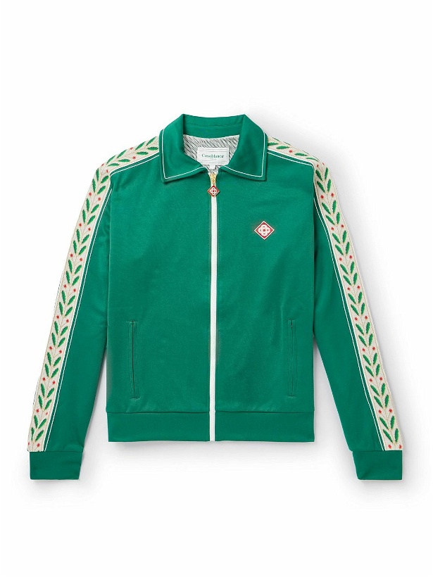 Photo: Casablanca - Laurel Logo-Embroidered Jersey Track Jacket - Green