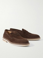 Brunello Cucinelli - Suede Penny Loafers - Brown