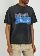 Satoshi Nakamoto Don't Forget To Smile Printed Distressed Cotton T-shirt Black