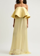 Jacquemus La Robe Vela Strapless Chiffon Gown Yellow Light