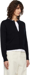 AMI Paris Black Wool Crewneck Ami de Coeur Cardigan