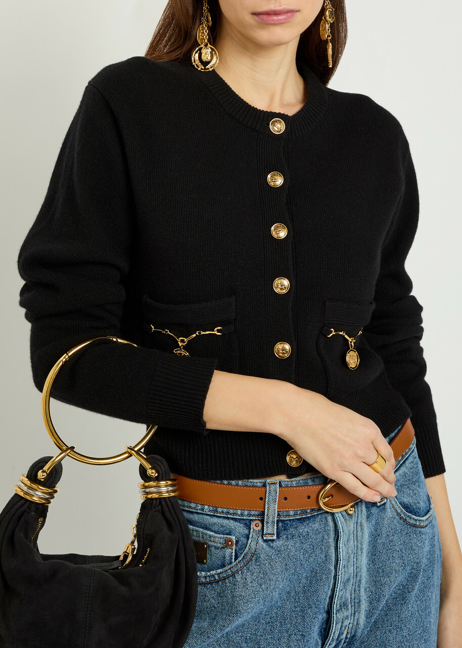 Chloe Embellished-pocket Wool and Cashmere-blend Cardigan Black