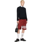Thom Browne Navy Ottoman Milano Stitch 4-Bar Bomber Sweater