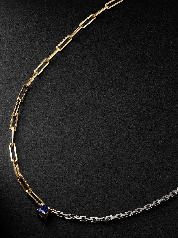 Photo: Yvonne Léon - Collier Solitaire Yellow and White Gold Sapphire Necklace