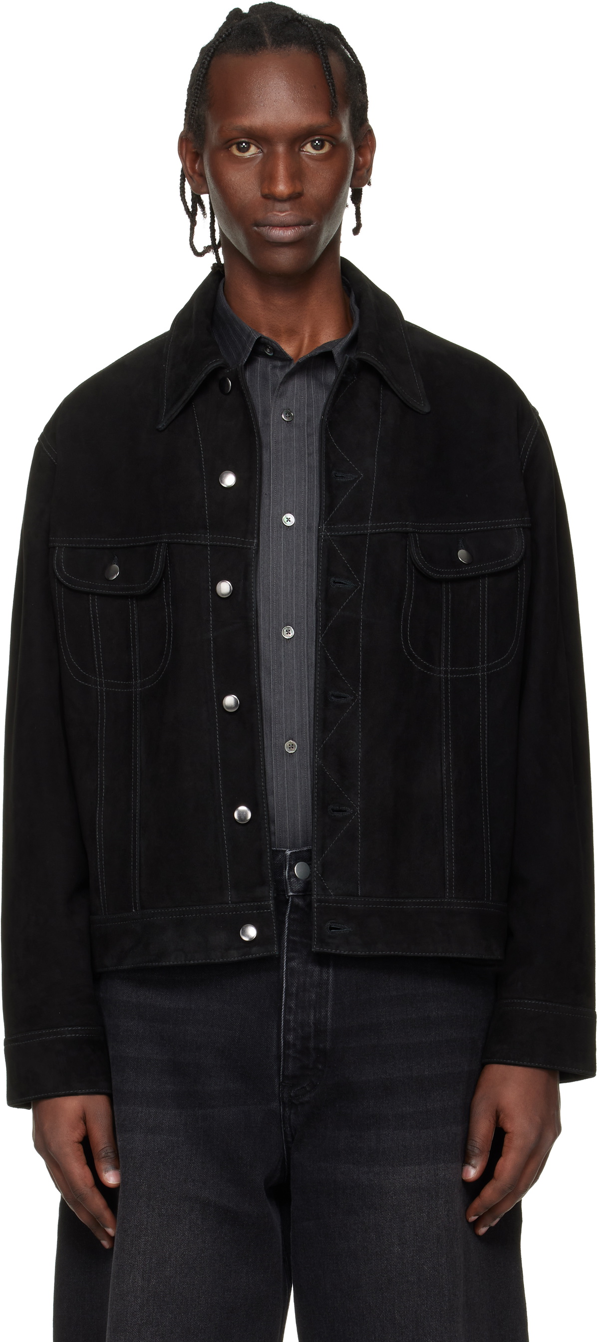Studio Nicholson Black Aaron Levine Edition Boston Suede Jacket