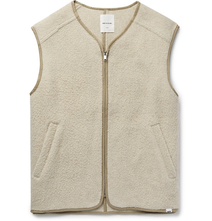 Photo: Wood Wood - Victor Piped Brushed Wool-Blend Gilet - Neutrals