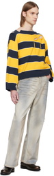 Charles Jeffrey LOVERBOY Yellow & Navy Slash Stripe Sweater