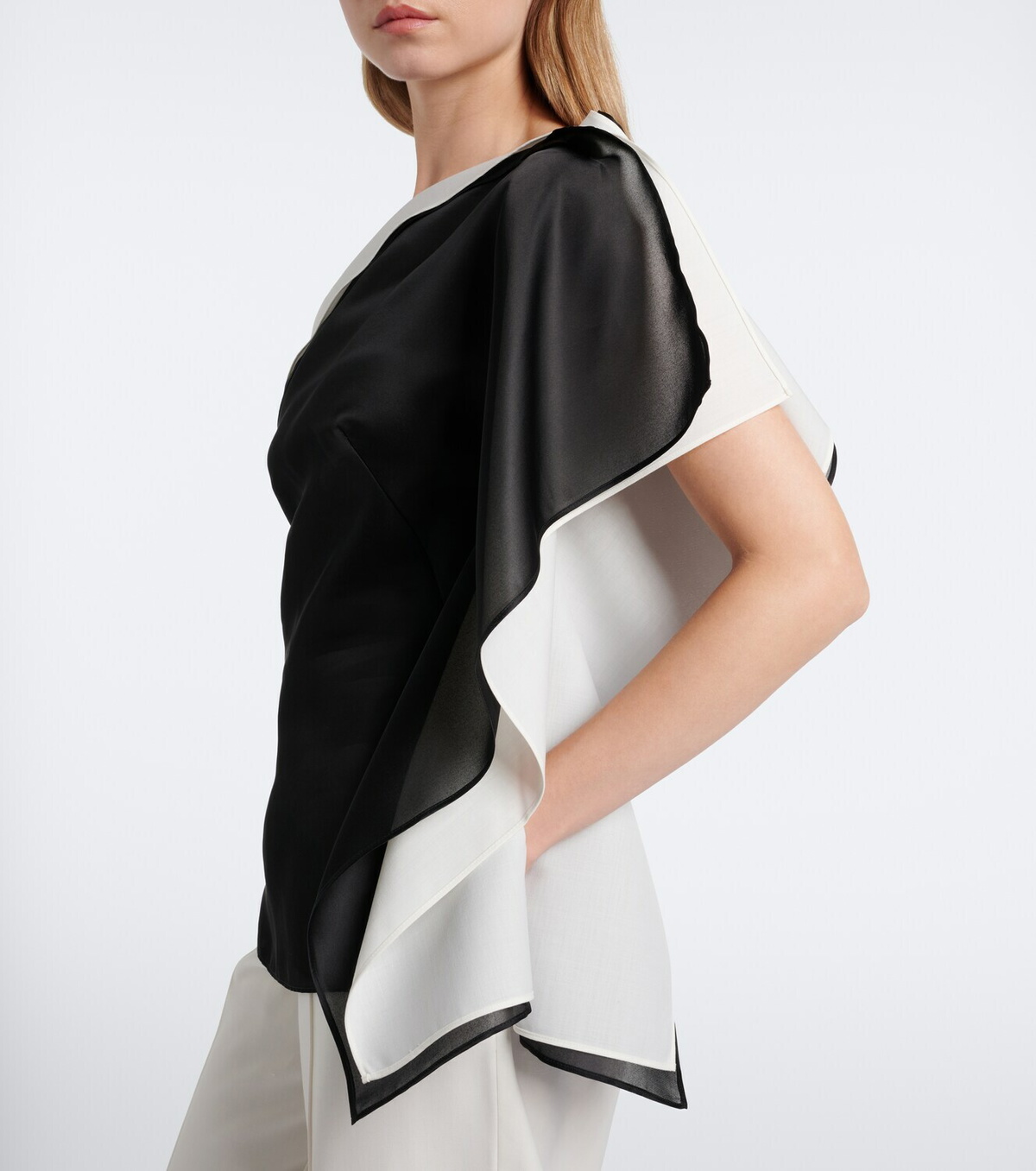 Róhe Draped one-shoulder silk top