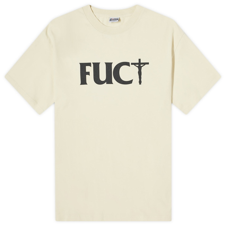 Photo: FUCT Men's Crossed Logo T-Shirt in Sand