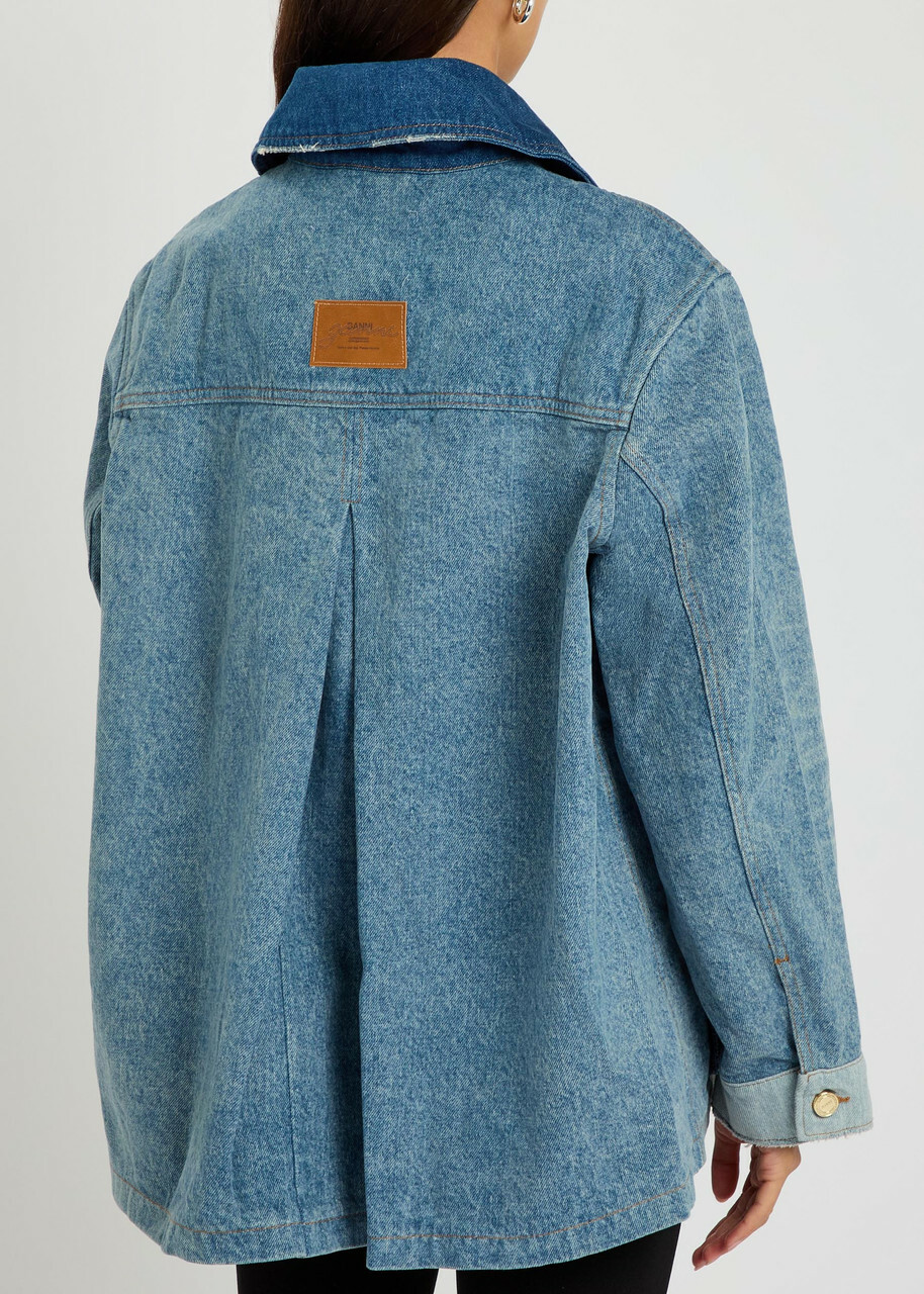Ganni Patchwork Distressed Denim Jacket