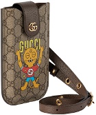 Gucci Brown GG Funny Cat Phone Pouch