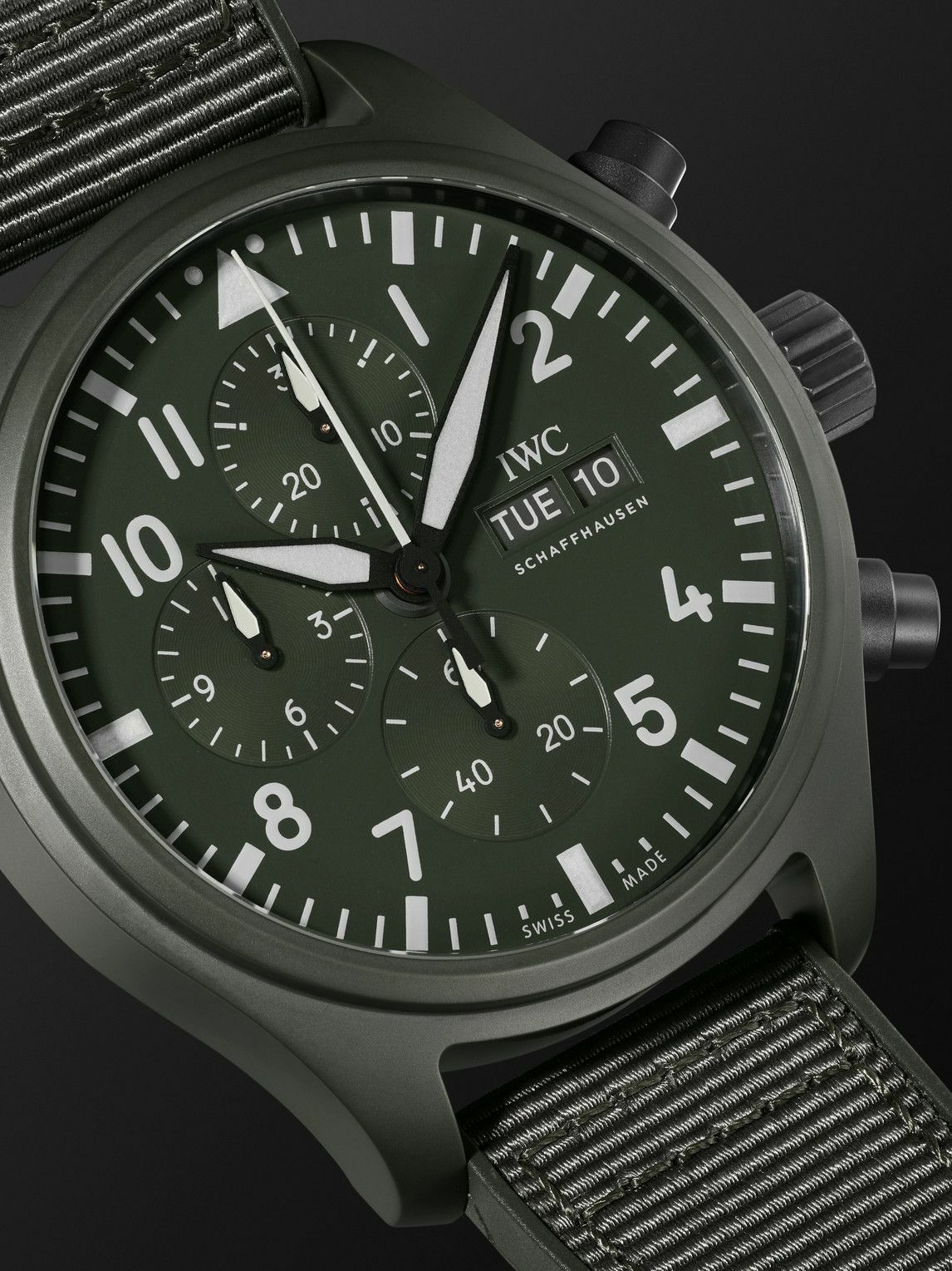 IWC Schaffhausen - Pilot’s Top Gun Woodland Automatic Chronograph 44.5mm Ceramic, Webbing and Rubber Watch, Ref. No. IWIW389106
