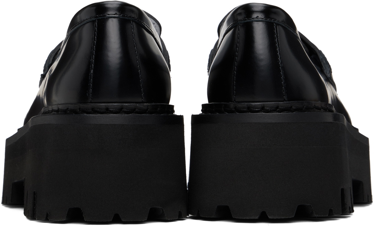 Moschino Black Question Stitch Loafers