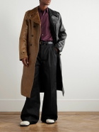 Marni - Double-Breasted Belted Two-Tone Croc-Effect Leather Coat - Black
