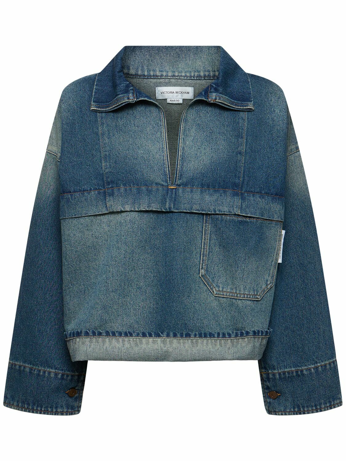 VICTORIA BECKHAM Oversized Cotton Denim Tunic Shirt Victoria